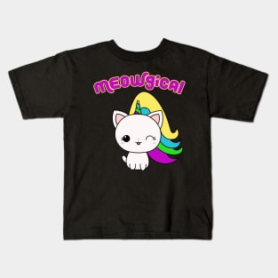 Meowgical Unicorn Magical Cat Kids T-Shirt